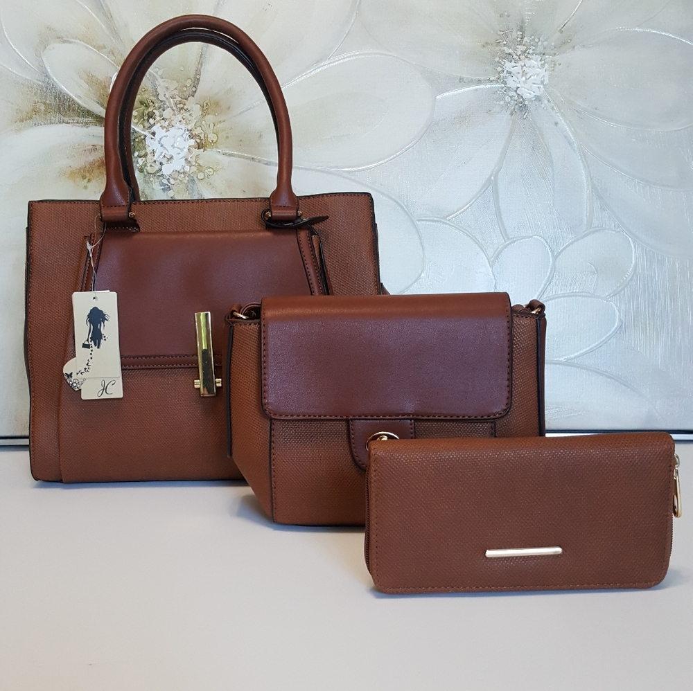 Handbags 3pcs sets Brown Color